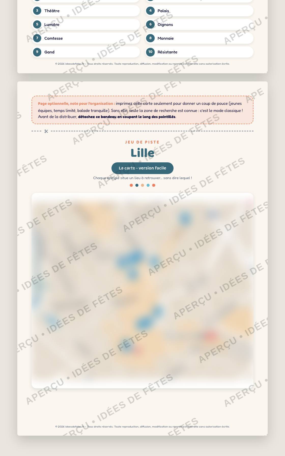 Aperçu du livret du jeu de piste à Lille à imprimer (2/2)