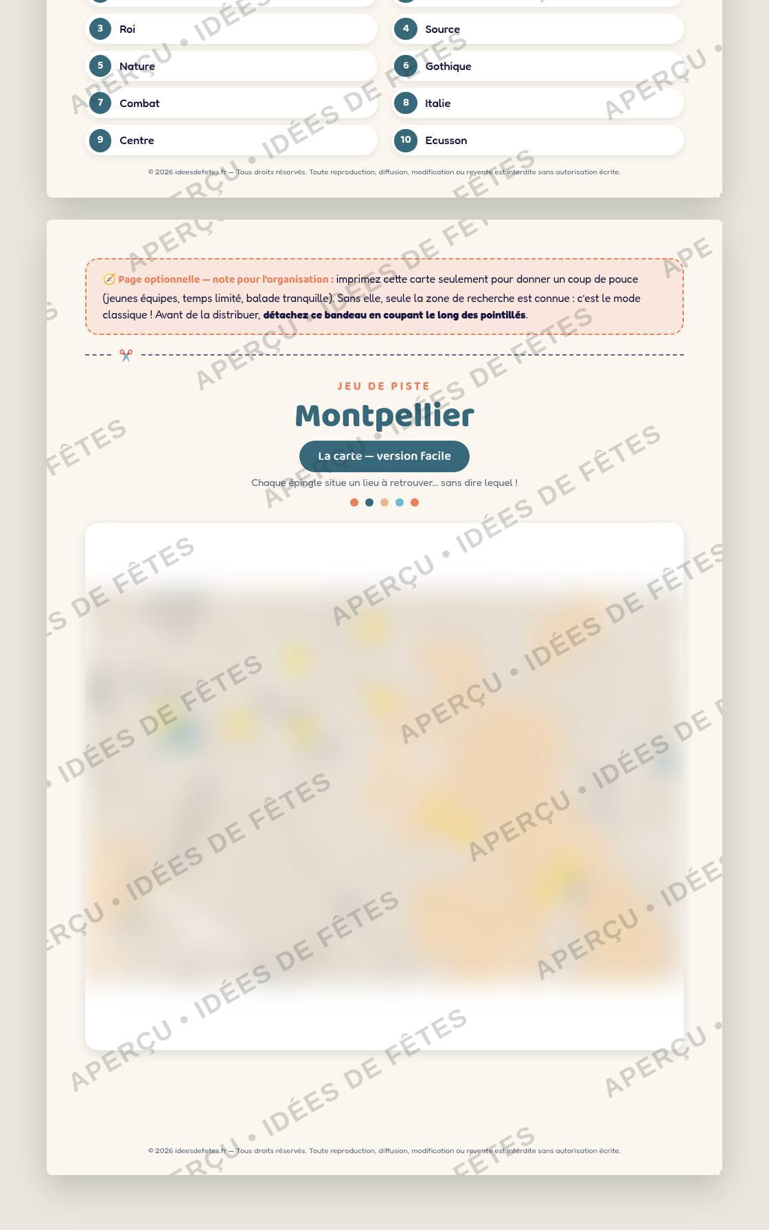 Aperçu du jeu de piste (2/2)