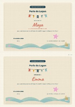 Diplômes sirènes à imprimer, un diplôme au prénom de chaque enfant