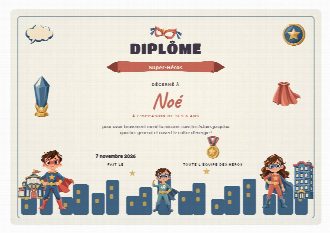 Diplôme personnalisé remis à la fin de la chasse