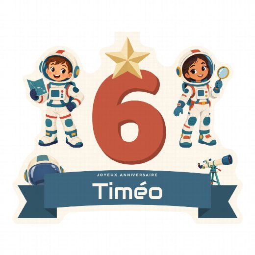Cake topper astronaute à imprimer au prénom et à l’âge de l’enfant, découpé et prêt à planter