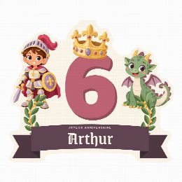 Cake topper chevaliers à imprimer au prénom et à l’âge de l’enfant, découpé et prêt à planter