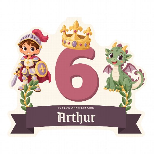 Cake topper chevaliers à imprimer au prénom et à l’âge de l’enfant, découpé et prêt à planter