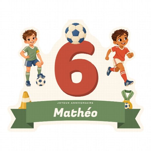 Cake topper football à imprimer au prénom et à l’âge de l’enfant, découpé et prêt à planter