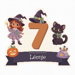 Cake topper Halloween à imprimer au prénom et à l’âge de l’enfant, découpé et prêt à planter
