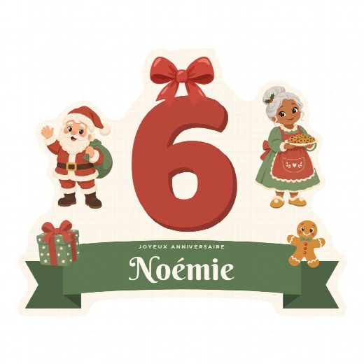 Cake topper Noël à imprimer au prénom et à l’âge de l’enfant, découpé et prêt à planter