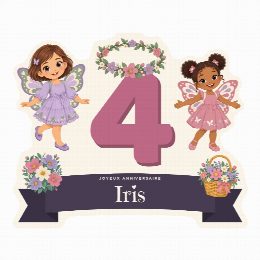 Cake topper papillon à imprimer au prénom et à l’âge de l’enfant, découpé et prêt à planter