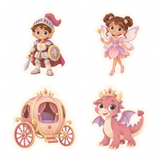 Quatre petits pics princesses à imprimer, à planter autour du gâteau ou dans des cupcakes