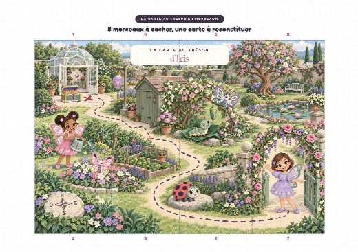 Carte au trésor papillon à imprimer et à reconstituer, un morceau par cachette