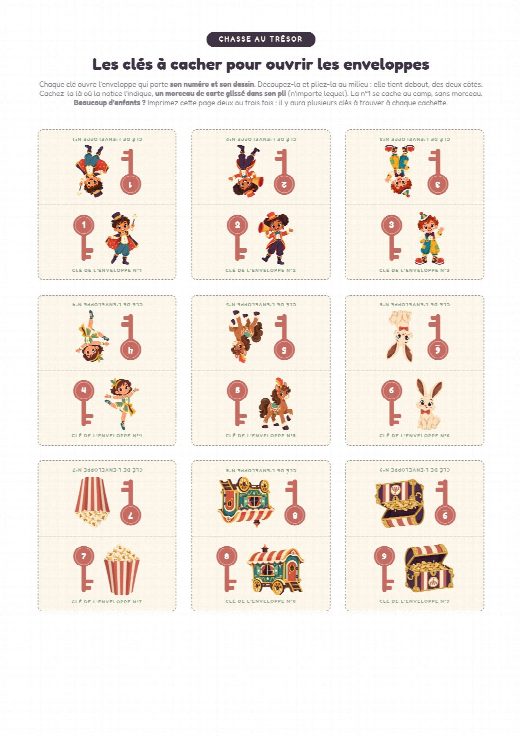 Figurines cirque à découper et à cacher pour la chasse au trésor
