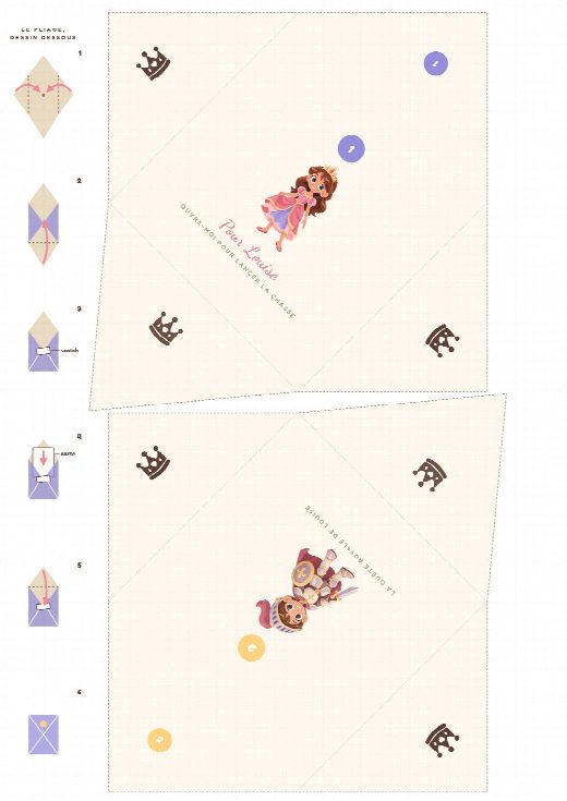 Enveloppes numérotées de la chasse au trésor princesses à imprimer et à plier, une carte-indice dans chacune