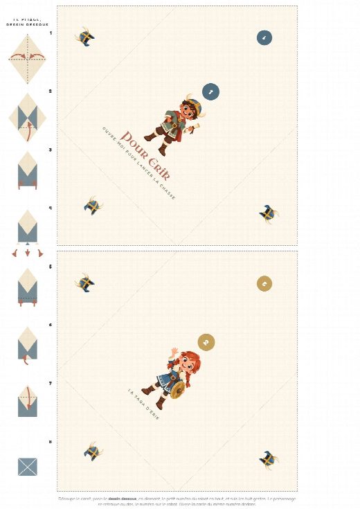Enveloppes numérotées de la chasse au trésor vikings à imprimer et à plier, une carte-indice dans chacune