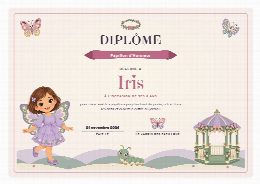 Diplôme d’anniversaire papillon à imprimer, au prénom de l’enfant, remis à la fin de la chasse au trésor