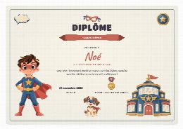 Diplôme d’anniversaire super-héros à imprimer, au prénom de l’enfant, remis à la fin de la chasse au trésor