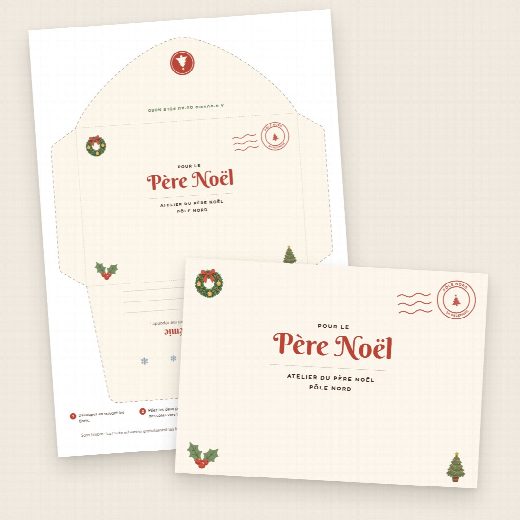 Enveloppe pour le Père Noël à imprimer et à plier, au nom de l’enfant