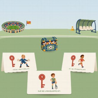 Figurines football à découper et à plier : elles tiennent debout, une par cachette de la chasse au trésor