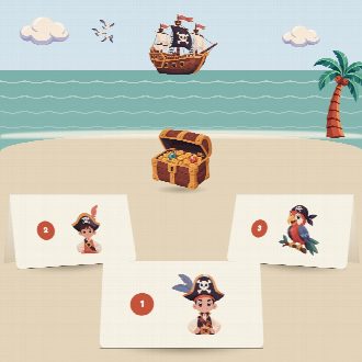 Figurines pirates à découper et à plier : elles tiennent debout, une par cachette de la chasse au trésor