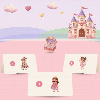 Figurines princesses à découper et à plier : elles tiennent debout, une par cachette de la chasse au trésor