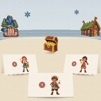 Figurines vikings à découper et à plier : elles tiennent debout, une par cachette de la chasse au trésor