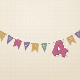Guirlande d’anniversaire papillon suspendue : le prénom de l’enfant fanion par fanion et le grand chiffre de son âge, à imprimer