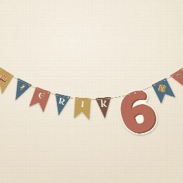 Guirlande d’anniversaire vikings suspendue : le prénom de l’enfant fanion par fanion et le grand chiffre de son âge, à imprimer