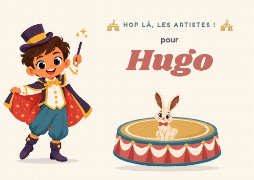 Invitation d’anniversaire cirque à imprimer, personnalisée au prénom de l’invité(e)
