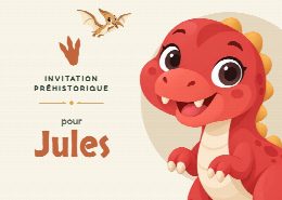 Invitation d’anniversaire dinosaures à imprimer, personnalisée au prénom de l’invité(e)