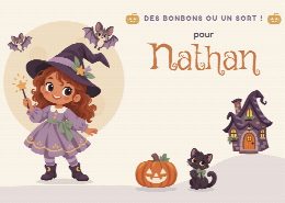 Invitation d’anniversaire Halloween à imprimer, personnalisée au prénom de l’invité(e)