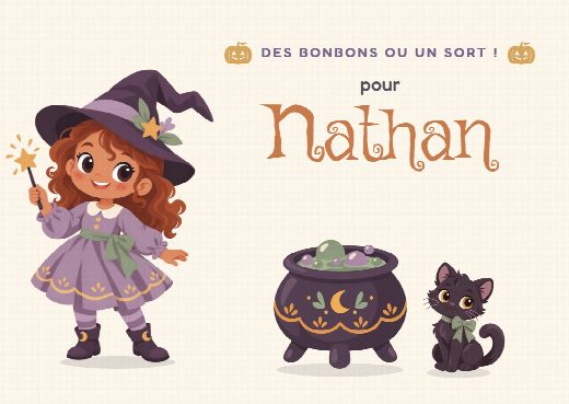 Invitation d’anniversaire Halloween à imprimer, personnalisée au prénom de l’invité(e)