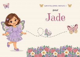Invitation d’anniversaire papillon à imprimer, personnalisée au prénom de l’invité(e)
