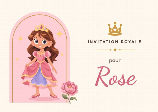 Invitation d’anniversaire princesses à imprimer, personnalisée au prénom de l’invité(e)