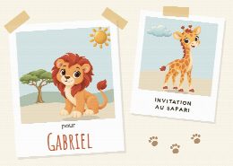 Invitation d’anniversaire safari à imprimer, personnalisée au prénom de l’invité(e)