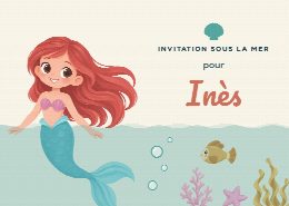 Invitation d’anniversaire sirènes à imprimer, personnalisée au prénom de l’invité(e)
