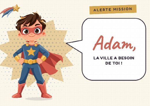 Invitation d’anniversaire super-héros à imprimer, personnalisée au prénom de l’invité(e)