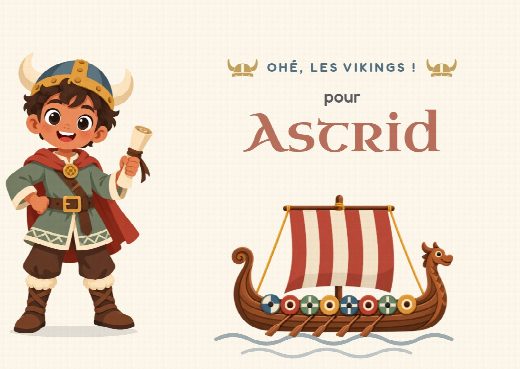 Invitation d’anniversaire vikings à imprimer, personnalisée au prénom de l’invité(e)