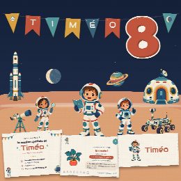 Kit d’anniversaire astronaute à imprimer, La Mission Spatiale : affiche, chasse au trésor, marque-places, diplôme et guirlande au prénom de l’enfant