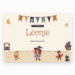 Plaque de porte Halloween à imprimer, « La chambre de » et le prénom de l’enfant en grand