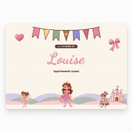 Plaque de porte princesses à imprimer, « La chambre de » et le prénom de l’enfant en grand
