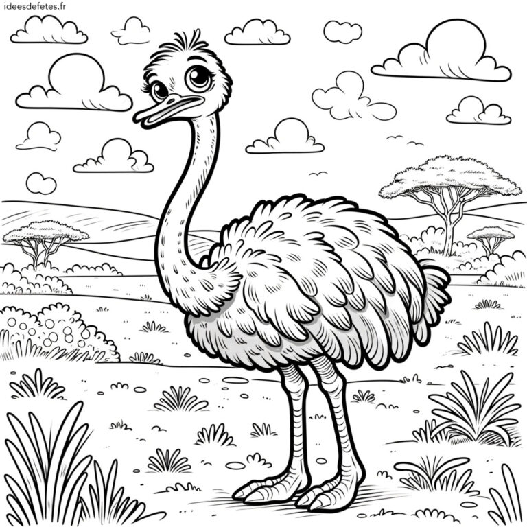 Coloriage animaux à imprimer : autruche