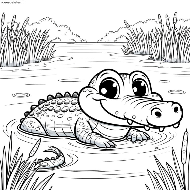 Coloriage animaux à imprimer : crocodile