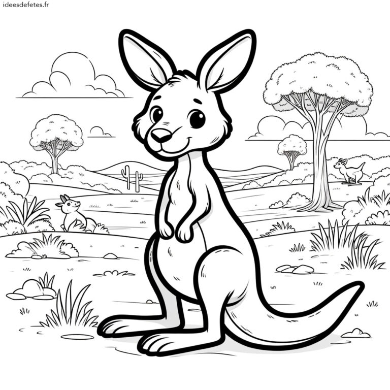 Coloriage animaux à imprimer : kangourou assis
