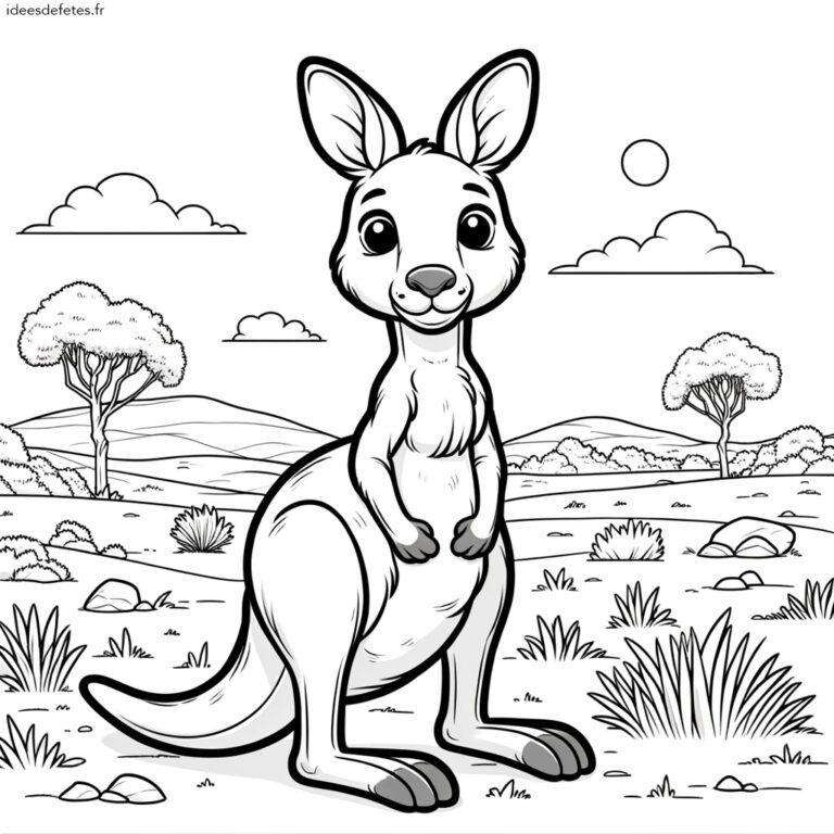 Coloriage animaux à imprimer : kangourou debout