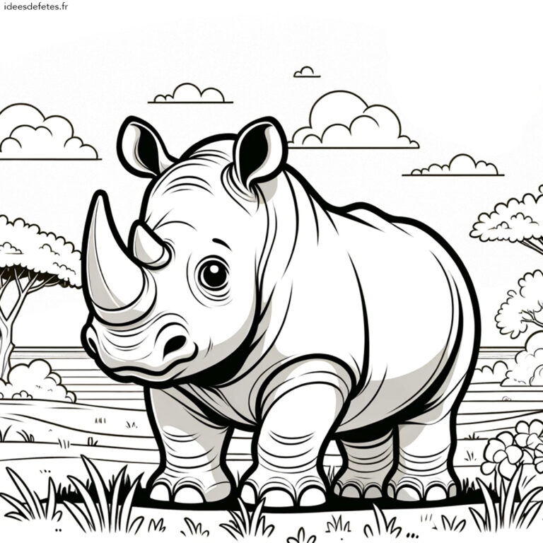 Coloriage animaux à imprimer : rhinocéros