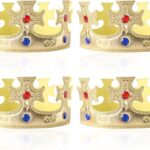 Couronnes dorées ornées de pierres rouges et bleues pour couronner rois et reines de la fête chevalier