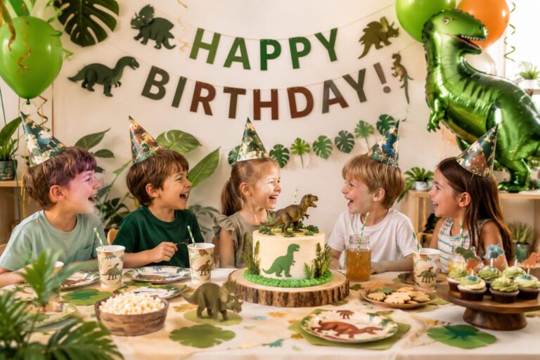 Anniversaire dinosaure : idées de décoration, jeux et kit personnalisé