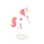 Vignette de la playlist musicale licorne : licorne rose et jaune stylisée avec un bouton lecture