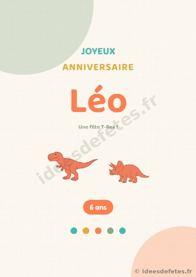 Affiche Joyeux Anniversaire personnalisée au prénom de l'enfant, thème dinosaure