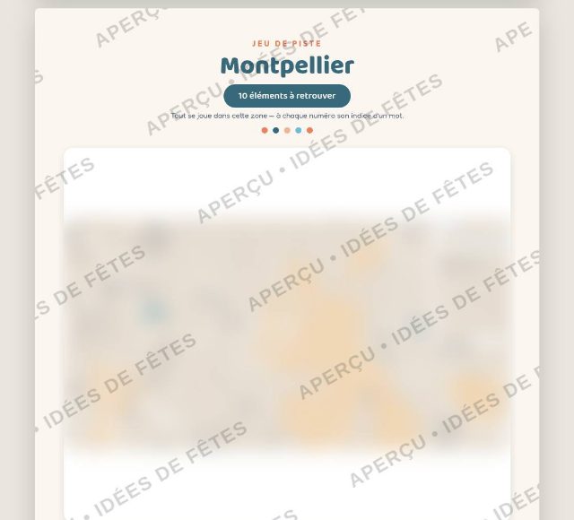 Carte de la zone de jeu dans le centre de Montpellier (aperçu flouté)