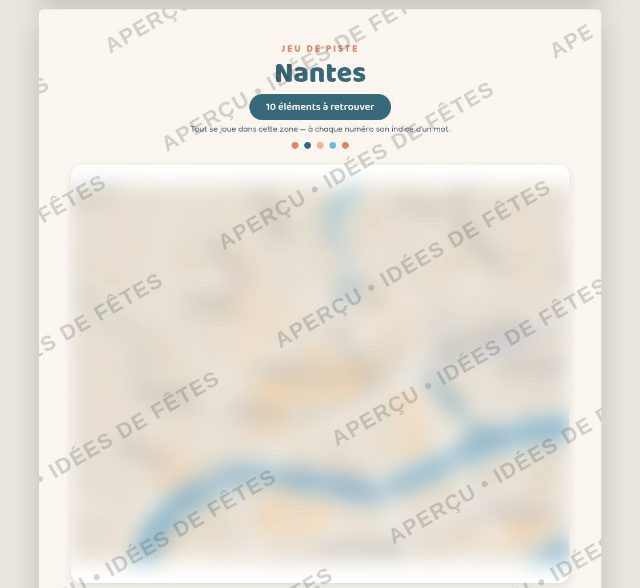 Carte de la zone de jeu dans le centre de Nantes (aperçu flouté)