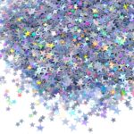 Confettis en forme d'étoiles holographiques argentées à éparpiller sur la table d'anniversaire